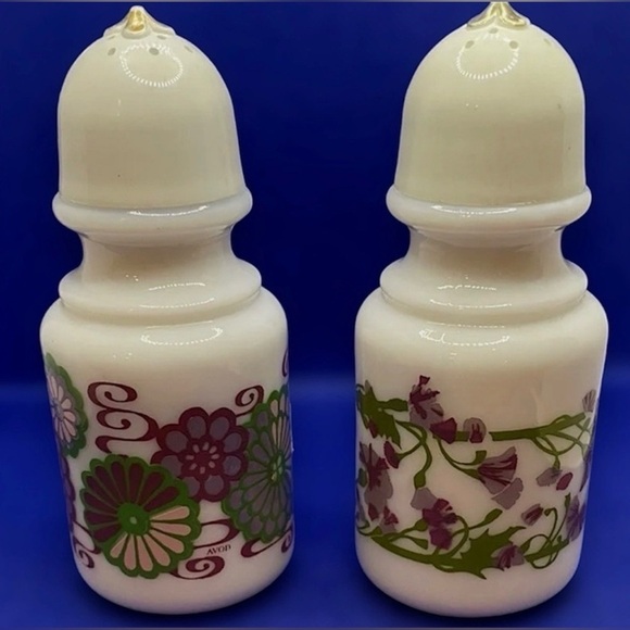 Avon Other - Vintage Avon Milk Glass Floral Salt & Pepper Shaker Set Retro Kitchen Decor